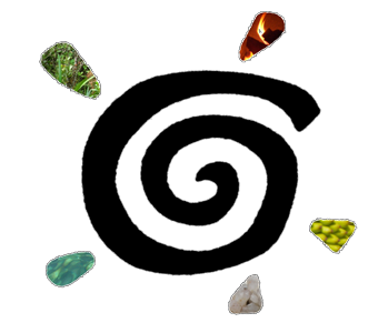 Logo der Praxis Dr. Anne-Kathrin Ziebandt – Spirale der Lebensenergie mit den fünf Elementen